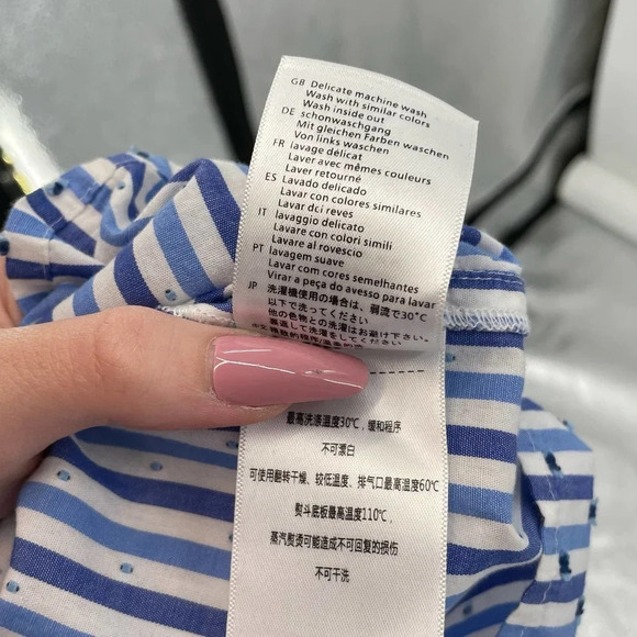 SCOTCH & SODA Off-the-Shoulder Tie‎ Sleeve Top Blue Stripe Size Small - Picture 11 of 11